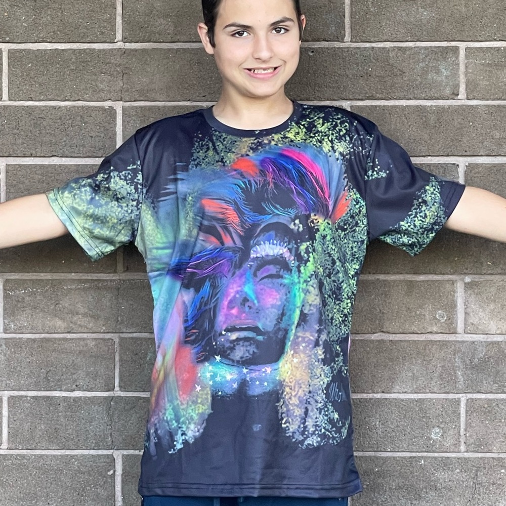 Futuristic Shirt size M Punk face Hip Hop fashion 85% polyester 15% spandex